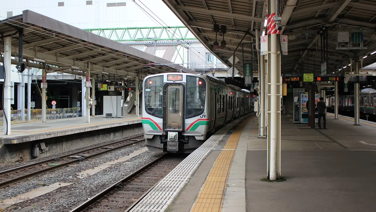 Joban Line E721 series train stopped at Sendai Station