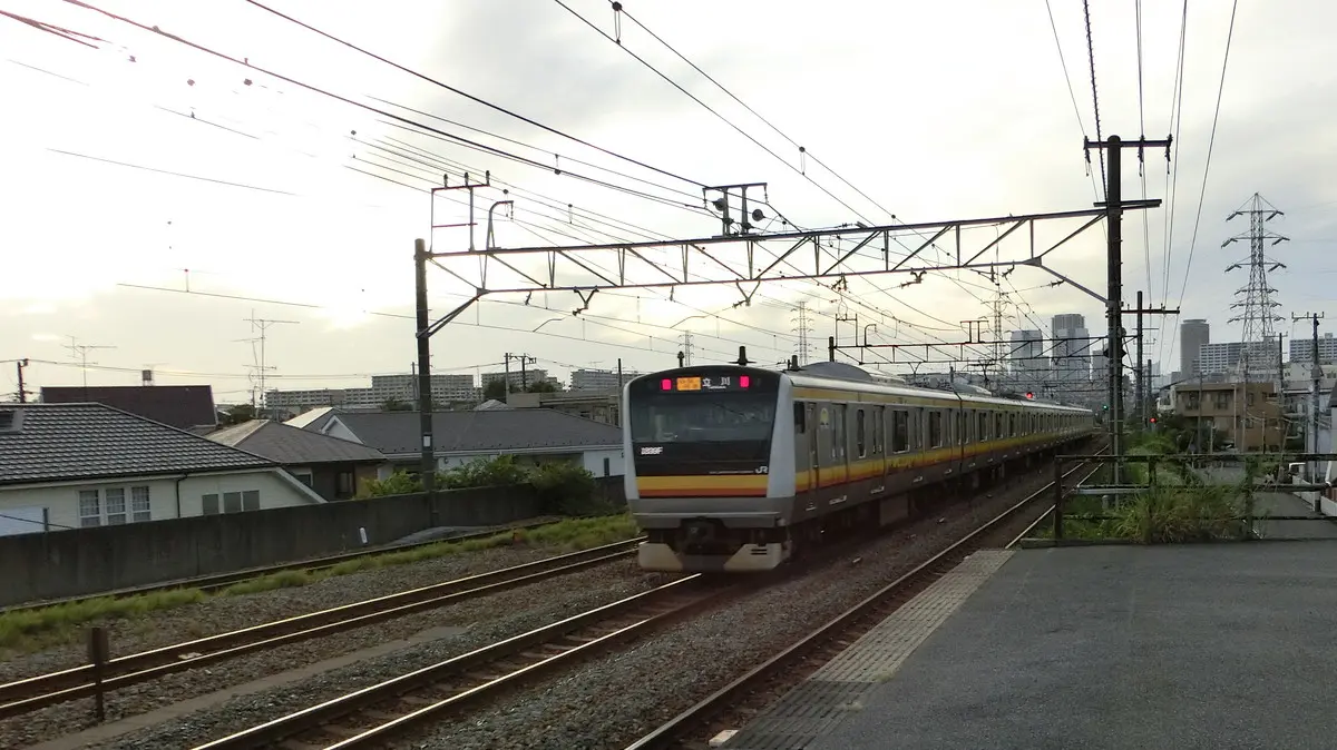 尻手駅を立川駅に向けて出発した南武線E233系電車